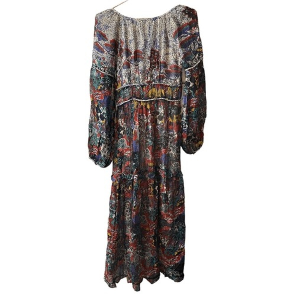 Anthropologie Maeve Annabella Floral Tiered Boho Maxi Dress V-Neck Long Sleeve - Picture 5 of 12